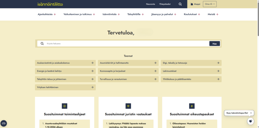 Kuvakaappaus Mapin etusivusta
